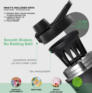 Logo personnalisé en acier inoxydable 26 oz Shaker à main tasse Gym protéine Fitness <span class=keywords><strong>sport</strong></span> Shaker bouteille avec brosse - Product Image 5