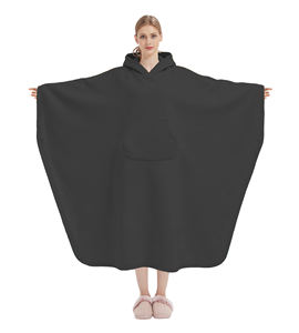 Fabrieksgemaakte draagbare rode fleece-deken met twee lagen, unisex oversized losse lange cape, gewogen capuchon, sherpa, voor volwassenen - Product Image 4