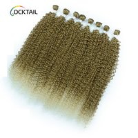 613# Blond Bouclé Crépu Synthétique Lots de Cheveux 8 Pièces par Paquet Tissages de Cheveux Synthétiques