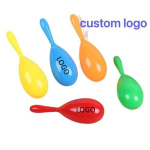 Maracas en plastique colorées personnalisées avec logo, à faible MOQ, pour instruments de musique, jouet éducatif précoce pour bébés et enfants - Product Image 1