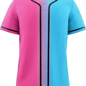 Custom Men's Baseball Jersey Casual Button Down Short Sleeve Shirt for Active Team Sports <b>Plain</b> Dyed Soccer Wear Uniform - Product Image 6