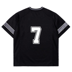 <span class=keywords><strong>Maillot</strong></span> de <span class=keywords><strong>football</strong></span> américain respirant en maille à col en V pour homme, logo personnalisé, coupe ample, séchage rapide, haut athlétique à manches courtes - Product Image 2