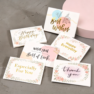 Custom Foil Stamped <b>Handmade</b> Thank You Cards Floral <b>Paper</b> Greeting Cards for Wedding Party Gift - Product Image 1