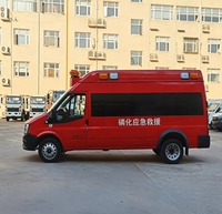 Véhicule de sauvetage et de défense aérienne JMC Fushun à long essieu et toit surélevé, transmission manuelle diesel, norme d'émission EURO 5