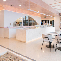 Comptoir de bar en pierre naturelle Corian Water Table de service commerciale pour magasin de thé au lait avec LED
