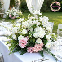 Boule de fleurs artificielles personnalisable rapide (blanc, vert, rose) pour centre de table, idéale pour jardin, mariage, réception, décoration d'hôtel