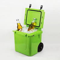 LIHENG 45L Geïsoleerde Lekvrije Draaibare Koelbox Draagbare Koelbox Thermgevormde Koelbox met Wielen voor Visuitrusting