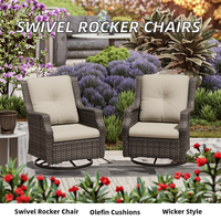 Ensemble de jardin moderne pour villa, chaises de patio pivotantes d'extérieur, structure en osier, coussins en tissu Olefin, mobilier d'extérieur