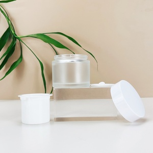 Custom Double Wall Round 50g 80g Glass Skincare Face Cream Container Jar with White Cap - Product Image 3