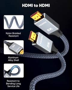 Премиум 8K HDMI кабель 6,6 фута 2 м 8K60Hz 4K120Hz Позолоченные разъемы, алюминиевый корпус, плетеный нейлон, HDR, EARC, HDCP 2,3 - Product Image 2
