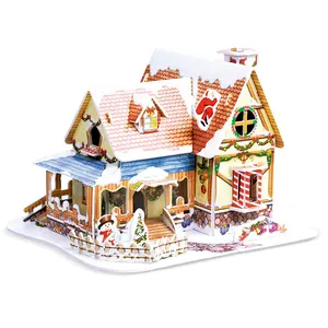 40 PCS 종이 골 판지 퍼즐 북유럽 크리스마스 하우스 3D 퍼즐