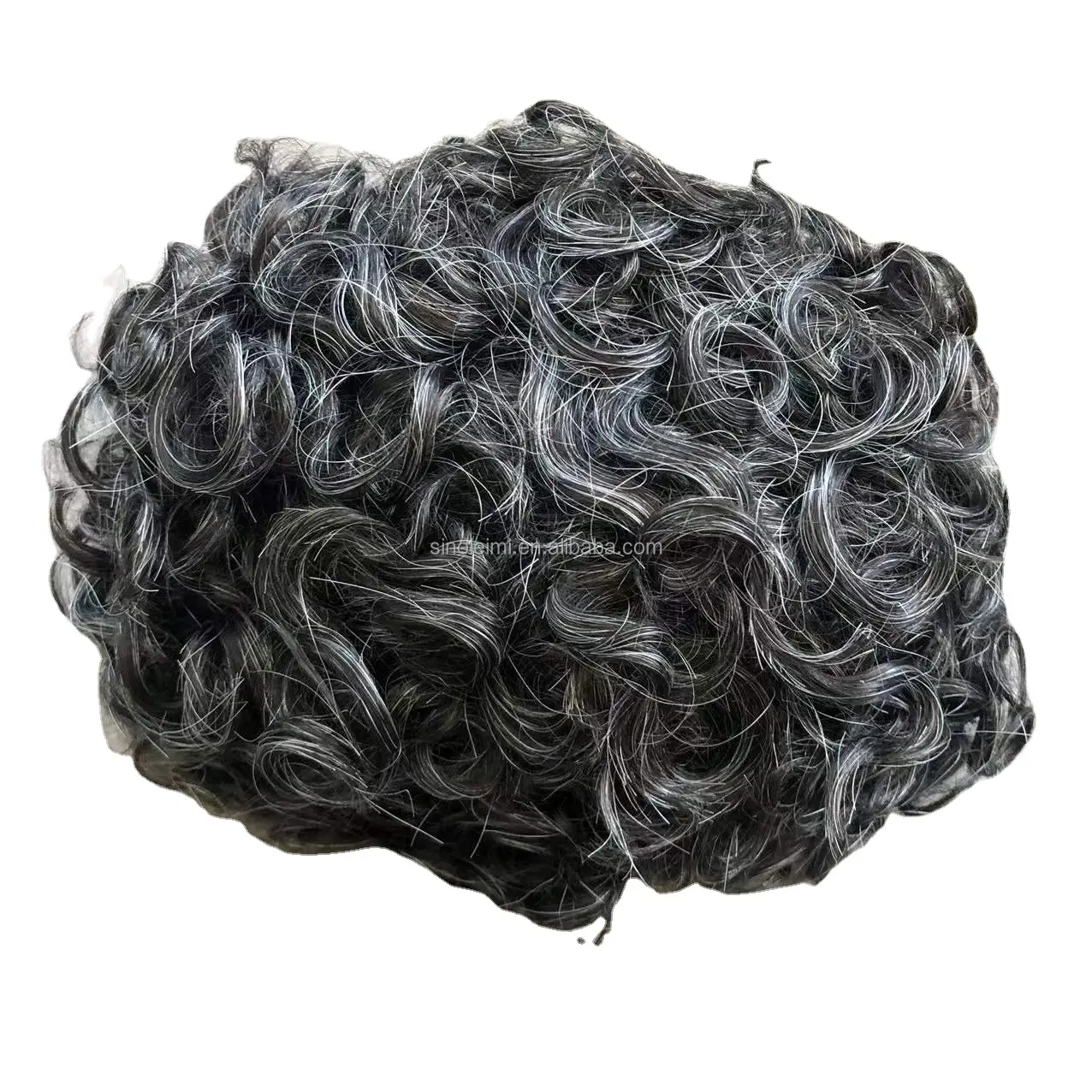 Toupet de couleur grise pour hommes 80% # 1b mélange de cheveux humains noirs 20% argent, peau douce et fine, pièces de cheveux pour hommes