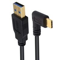 Câble USB 3.0 (Type-A) mâle vers USB 3.1 (Type-C) plaqué or, haute vitesse 5 Gbit/s, coudé à 90°, 0,25 m/1 m/1,5 m, blindé, en cuivre pur et PVC