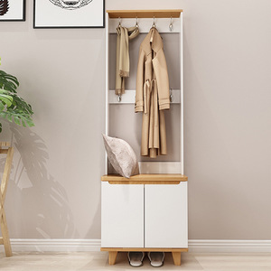 Porte <span class=keywords><strong>d</strong></span>'entrée Armoire à chaussures Nordic Solid Wood Simple Modern Hall Entrée Partition Locker Hanger Coat Cabin - Product Image 4