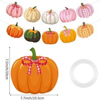 Bannière de fête d'automne avec citrouilles, décoration pour cheminée et manteau de cheminée, idéale pour Thanksgiving, anniversaires, en orange et rose