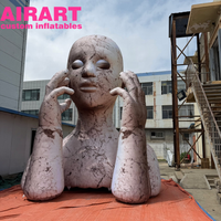 Statue Gonflable Géante en Forme de Buste Humain avec Mains, Idéale pour la Décoration de Galeries, Musées et Festivals