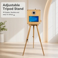 Photomaton portable en bois de 15,6 pouces avec écran tactile et impression instantanée, pour mariages et fêtes