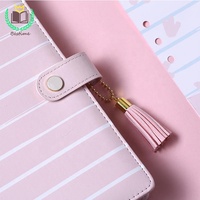 Rose et blanc bande impression a5 pu cahier classeur organisateur planificateur pu cuir