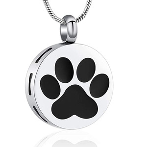 Collar de Acero Inoxidable con Forma de Hueso Abierto, Colgante Redondo Liso de Alta Calidad, Colgante de Oro de Urna para Mascotas - Product Image 1
