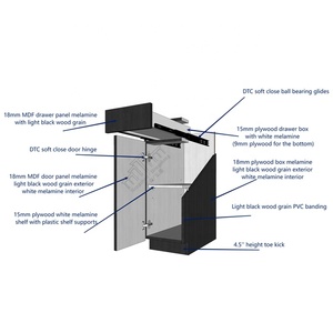 Wholesale <strong>American</strong> Apartment MDF Full Overlay Modern Melamine Kitchen Cabinets Flat <strong>Panel</strong> <strong>Style</strong> Frameless Pantry Cabinet - Product Image 4