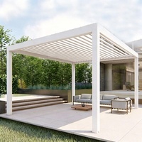 Pergola bioclimatique électrique en aluminium à lames orientables avec auvent réglable, abri de jardin extérieur résistant à la pluie