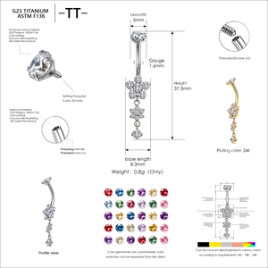<span class=keywords><strong>Anelli</strong></span> per ombelico in titanio ASTM F136 con zirconia cubica, gioielli piercing, <span class=keywords><strong>anelli</strong></span> galleggianti pendenti per ombelico, orecchini a perno <span class=keywords><strong>Helix</strong></span> - Product Image 6