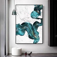 Peinture à l'huile sur toile abstraite faite à la main texturée lourde de feuille d'or bleue de luxe moderne personnalisée pour la décoration d'art de mur de salon de maison