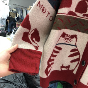 Women's Spring and Autumn Single Breasted Cartoon <strong>Cat</strong> Print Sweater Coat Loose Lazy Knit <strong>Cardigan</strong> Over Sweater - Product Image 4