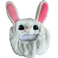 Chapeau de moto hiver chaud et amusant en peluche avec oreilles de lapin géantes et flexibles, unisexe adulte, pour Halloween, Noël et autres occasions.