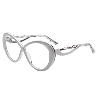Visualmate Monture de lunettes unisexe de haute qualité, ronde irrégulière, transparente, anti-lumière bleue, en acétate, Montature Per Occhiali