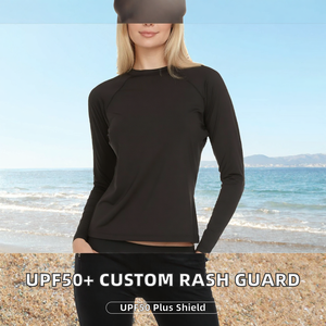 Camiseta Deportiva de Manga Larga con Protección Solar UPF50+ para Mujer, Cuello Redondo, Estilo Raglán, para Surf - Product Image 2
