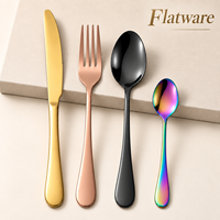 Couteau, fourchette, cuillère et cuillère à café modernes en acier inoxydable poli miroir, pièces uniques, pour la restauration hôtelière