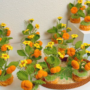 All'ingrosso decorazione <span class=keywords><strong>da</strong></span> tavolo per la casa con fiori artificiali di lana uncinetto piccoli filati di <span class=keywords><strong>zucca</strong></span>, uva, funghi pott - Product Image 1