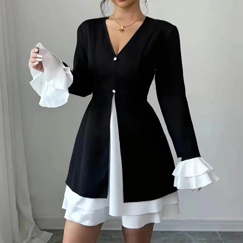 Order Online Short Flare Dress Black Sustainable Materials | Alibaba.com Order Online Short Flare Dress Black Sustainable Materials | Alibaba.com