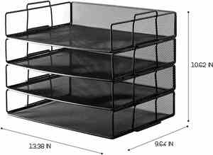 Office Metal Mesh 4 Tier Stackable Desktop Document Letter Tray Organizer - Product Image 4