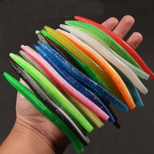 10 pièces/sac 5 pouces 7.64g queue droite ver souple leurre Wacky pêche mouche Mitul couleurs plomb lent plastique Senko vers leurre souple - Product Image 2