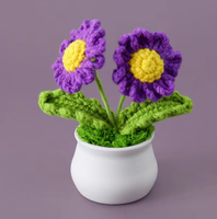 Planta Artificial de Margarita en Maceta, Girasol de Ganchillo, Regalos de San Valentín, Planta de Girasol Simulada en Maceta, Decoración de Habitaciones