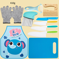 11 pièces en bois enfants cuisine couteau en plastique ensemble enfants joyeux avec bords dentelés en plastique enfant en bas âge couteau éplucheur et planche à découper