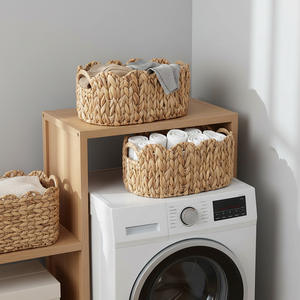 Panier de rangement tissé à la main, rectangulaire, 41x27x18cm, pour salle de bain, chambre à coucher, organisation des jouets et des articles divers - Product Image 5