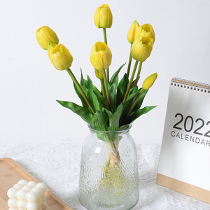 Handmade Artificial Flower 5 Branch Bundle High End Real Touch Faux Flower Bouquet Soft Rubber <strong>Tulip</strong> for Home Desktop Decoration - Product Image 3