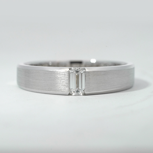 Minimalist <b>Mens</b> <b>Emerald</b> Cut Lab Created Diamond Band 10K White Gold 0.3ct Channel Setting Ready To Ship Daily Wear Fine <b>Ring</b> - Product Image 1