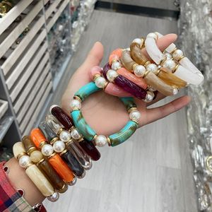 PFT Pulsera <span class=keywords><strong>de</strong></span> Cuentas Acrílicas Personalizada <span class=keywords><strong>de</strong></span> Moda Chapada en Oro con Cuerda Elástica <span class=keywords><strong>de</strong></span> Perlas <span class=keywords><strong>de</strong></span> Imitación para Mujer, Joyería <span class=keywords><strong>de</strong></span> <span class=keywords><strong>Amistad</strong></span> - Product Image 1