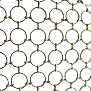 Brass Metal Mesh Curtain Fabrics Chain Mail Ring Mesh Curtain For Dividers