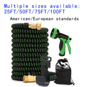 Manguera de Jardín Retráctil Verde y Negra, Tubo Mágico Resistente a Ácidos, de <span class=keywords><strong>Goma</strong></span>, <span class=keywords><strong>para</strong></span> Lavado de Autos y Riego, con Enrollador - Product Image 1