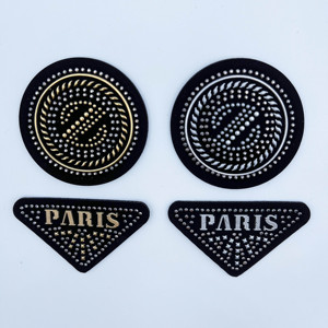 Chất lượng cao PU vải nhãn bền thư nổi quần áo các bản vá lỗi thương hiệu Tên sắt-on kỹ thuật cho quần jean aplicated sequins - Product Image 1