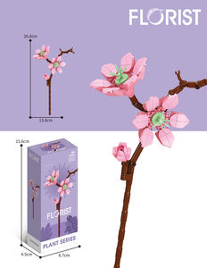 가장 인기있는 12 종 혼합 플라스틱 모란 꽃 DIY 빌딩 블록 꽃다발 세트 장난감 꽃 벽돌 키트 - Product Image 5