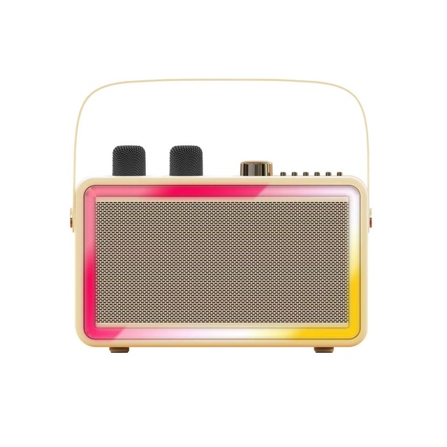 Vintage Portable Dual-Mic Karaoke Speaker, Multi-Color, Portable Home Party Audio