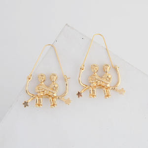 HOVANCI-pendientes colgantes con signo del zodiaco para niña, aretes, constelaciones 3D, chapado en oro de 18k, 2021 - Product Image 3