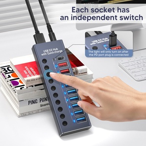 ยูเอสบี 3.0 ฮับ 10 พอร์ตตัวแยกฮับข้อมูล <span class=keywords><strong>USB</strong></span> พร้อมสวิตช์เปิด/ปิดแบบแยกอิสระส่วนต่อขยาย <span class=keywords><strong>USB</strong></span> สำหรับเมาส์คีย์บอร์ดฮาร์ดไดรฟ์ - Product Image 5