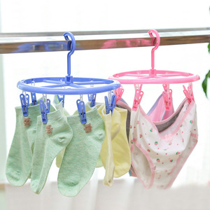 Estante multifuncional para calcetines, tendedero doméstico, tendedero a prueba de viento para balcón/dormitorio, con múltiples clips, para ropa interior/ropa redonda de bebé - Product Image 1